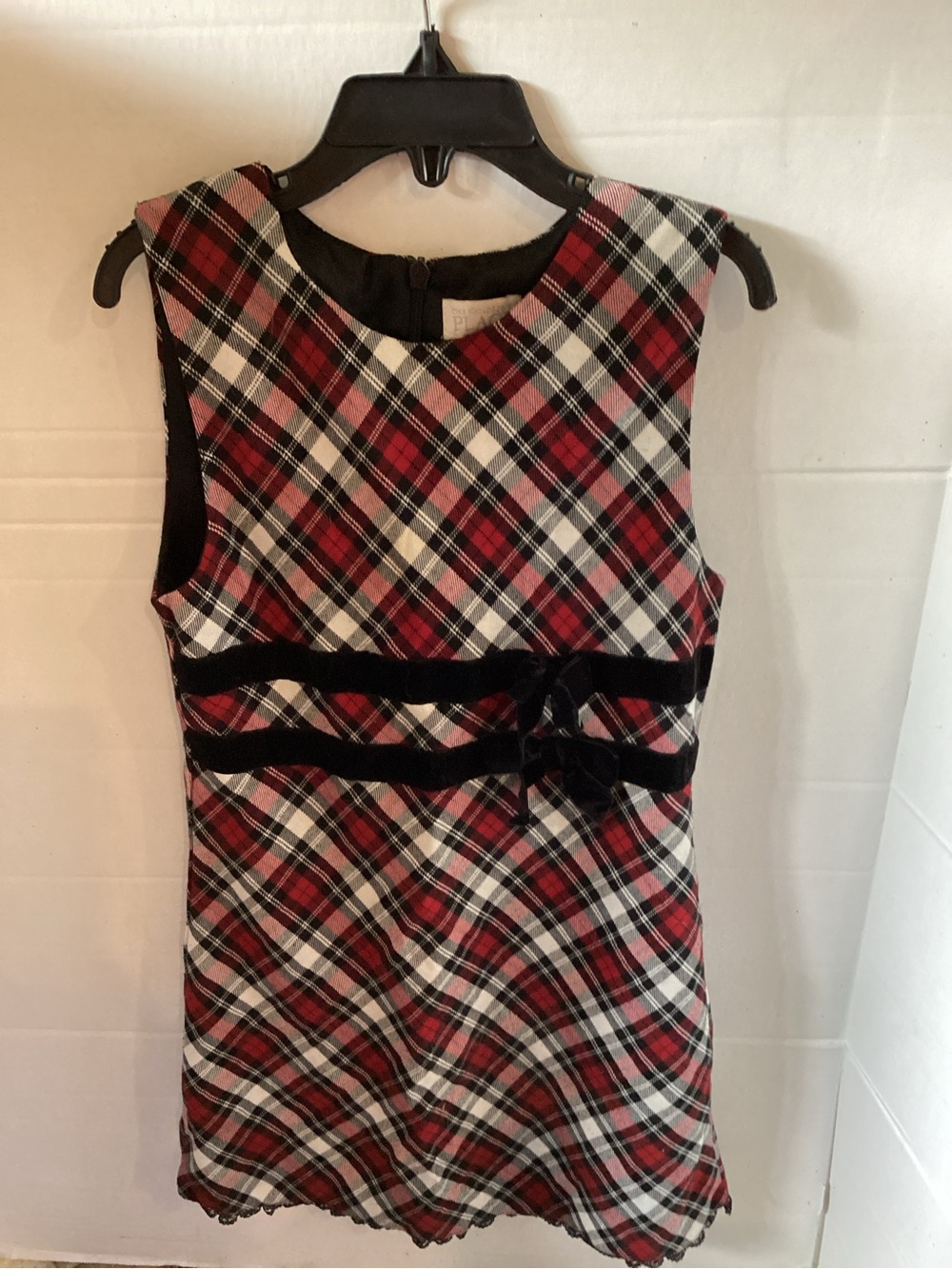 Girls The Children's Place Red Black & White Plaid Sleeveless Dress size 6X/7